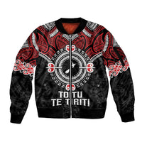 Aotearoa Proud To Be Maori Sleeve Zip Bomber Jacket New Zealand Fight Together LT9 Unisex Red - Polynesian Pride