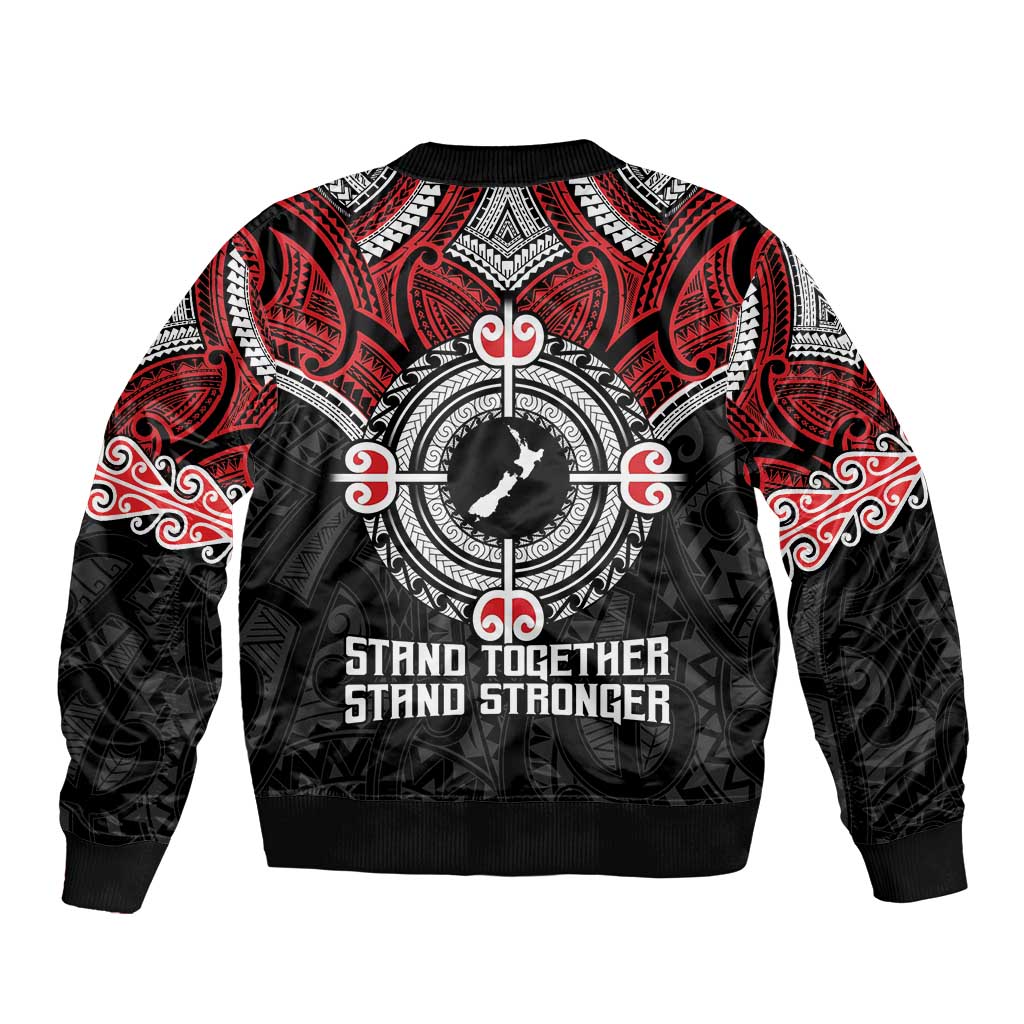 Aotearoa Proud To Be Maori Sleeve Zip Bomber Jacket New Zealand Fight Together LT9 - Polynesian Pride