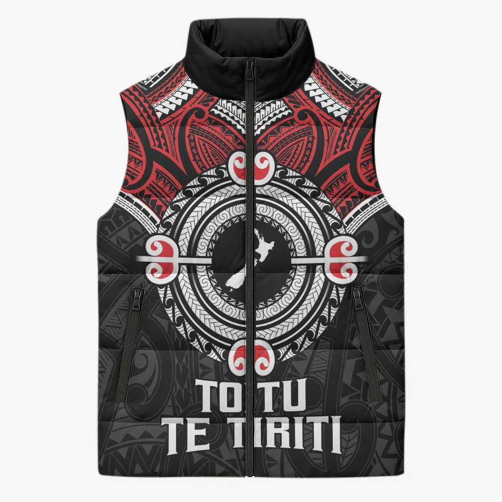 Aotearoa Proud To Be Maori Sleeveless Puffer Jacket New Zealand Fight Together LT9 Unisex Black - Polynesian Pride