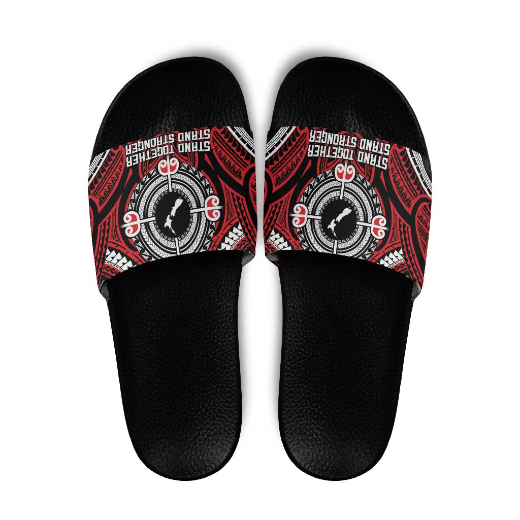 Aotearoa Proud To Be Maori Slide Sandals New Zealand Fight Together LT9 Black - Polynesian Pride