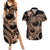 Polynesia Valentines Day Forever In My Heart Tattoo Couples Matching Summer Maxi Dress and Hawaiian Shirt Gold Style LT9 Gold - Polynesian Pride