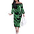 Polynesia Valentines Day Forever In My Heart Tattoo Off The Shoulder Long Sleeve Dress Green Style LT9 Women Green - Polynesian Pride