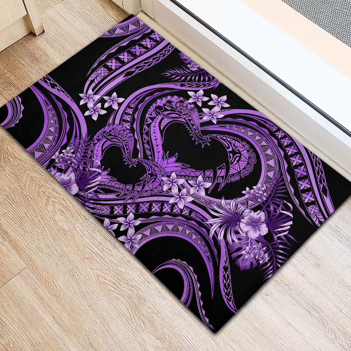 Polynesia Valentines Day Forever In My Heart Tattoo Rubber Doormat Purple Style LT9 - Polynesian Pride