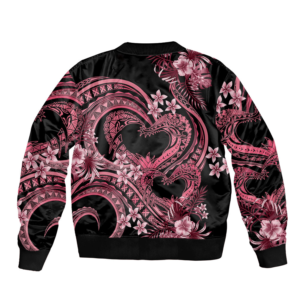 Polynesia Valentines Day Forever In My Heart Tattoo Bomber Jacket Pink Style LT9 - Polynesian Pride