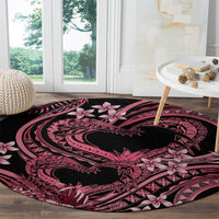 Polynesia Valentines Day Forever In My Heart Tattoo Round Carpet Pink Style LT9 - Polynesian Pride