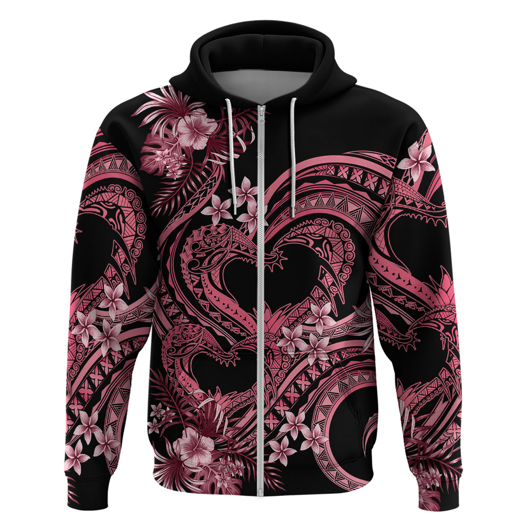 Polynesia Valentines Day Forever In My Heart Tattoo Zip Hoodie Pink Style LT9 Zip Hoodie Pink - Polynesian Pride