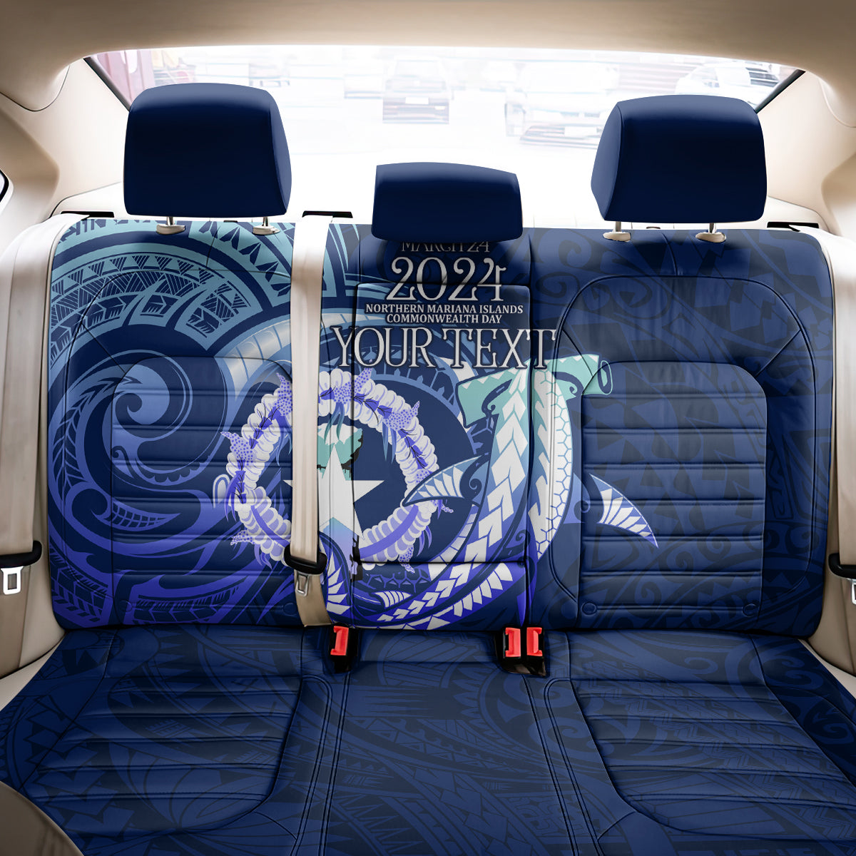 Personalised Northern Mariana Islands Back Car Seat Cover Commonwealth Day 2024 LT9 - Polynesian Pride