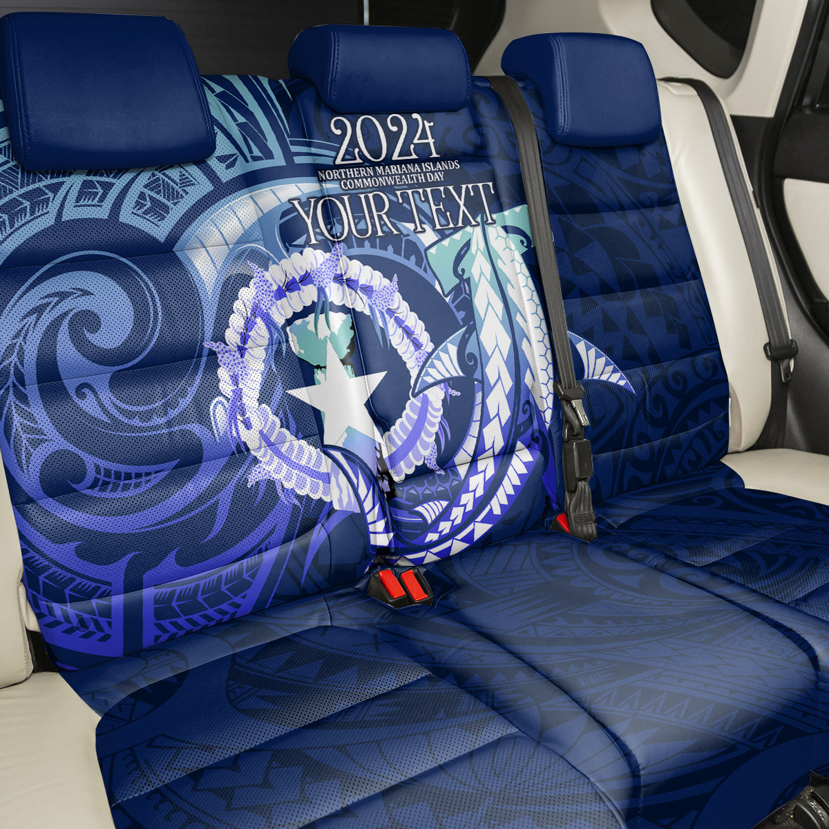 Personalised Northern Mariana Islands Back Car Seat Cover Commonwealth Day 2024 LT9 - Polynesian Pride