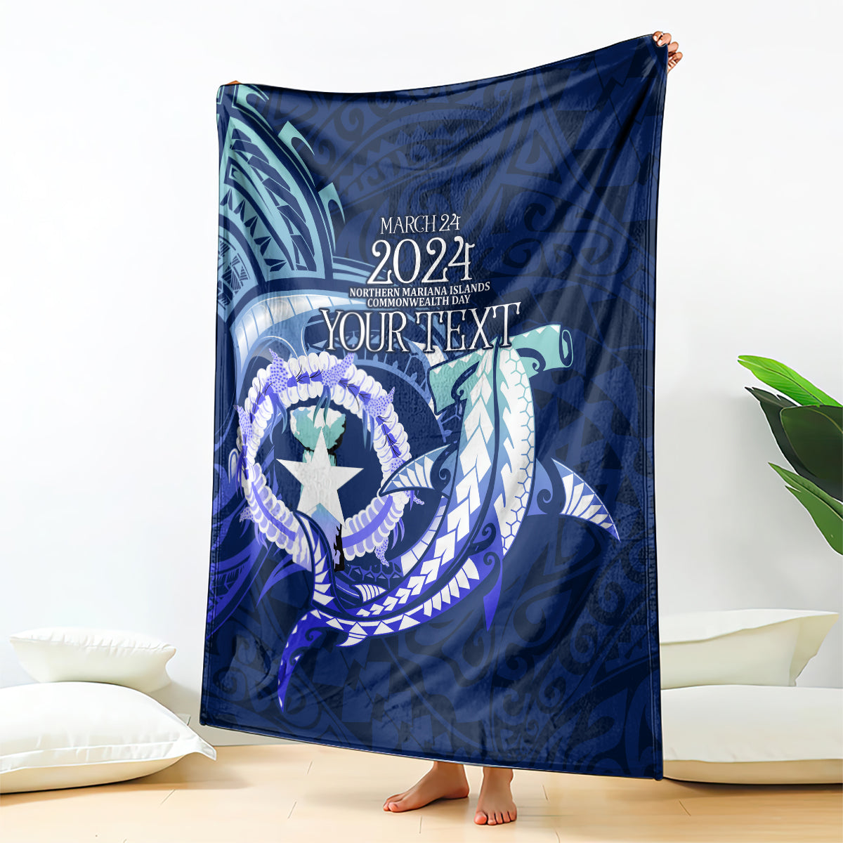 Personalised Northern Mariana Islands Blanket Commonwealth Day 2024 LT9 - Polynesian Pride
