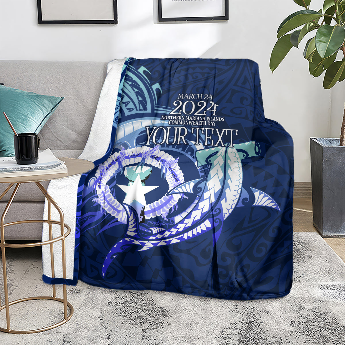Personalised Northern Mariana Islands Blanket Commonwealth Day 2024 LT9 - Polynesian Pride