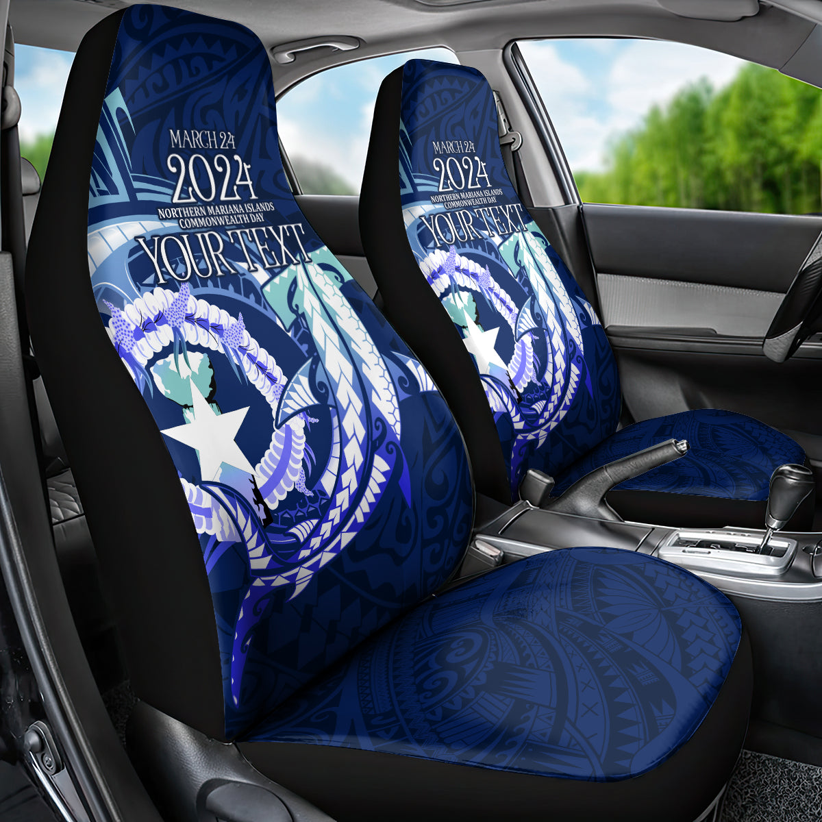 Personalised Northern Mariana Islands Car Seat Cover Commonwealth Day 2024 LT9 - Polynesian Pride