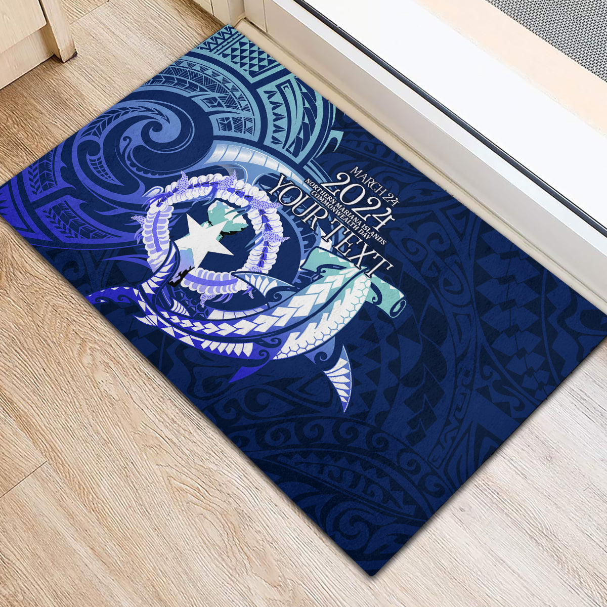 Personalised Northern Mariana Islands Rubber Doormat Commonwealth Day 2024 LT9 - Polynesian Pride