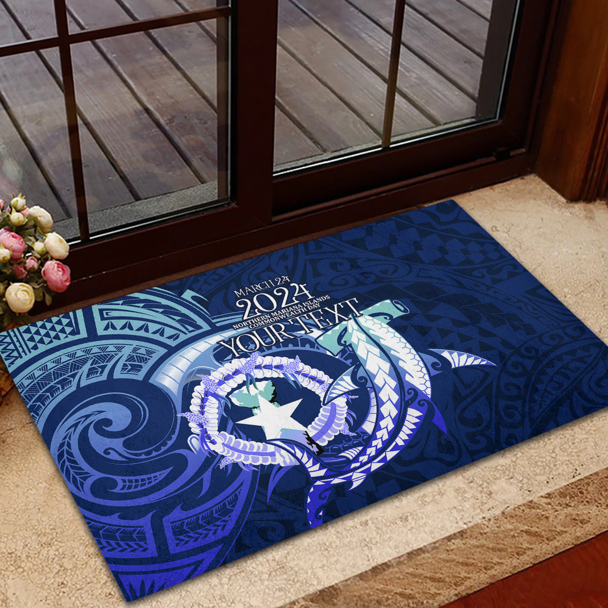 Personalised Northern Mariana Islands Rubber Doormat Commonwealth Day 2024 LT9 - Polynesian Pride