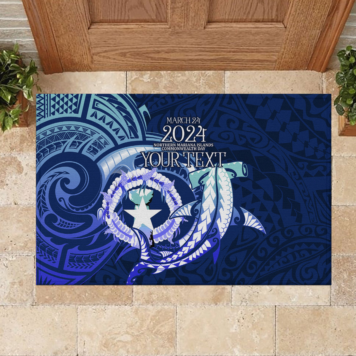 Personalised Northern Mariana Islands Rubber Doormat Commonwealth Day 2024 LT9 - Polynesian Pride