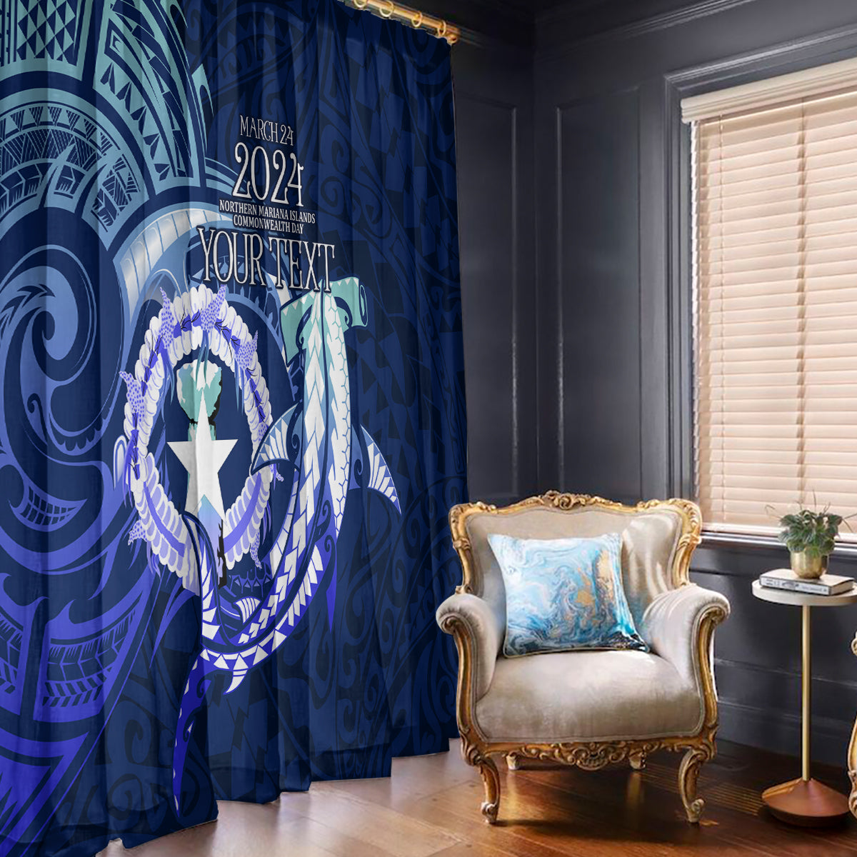 Personalised Northern Mariana Islands Window Curtain Commonwealth Day 2024 LT9 - Polynesian Pride