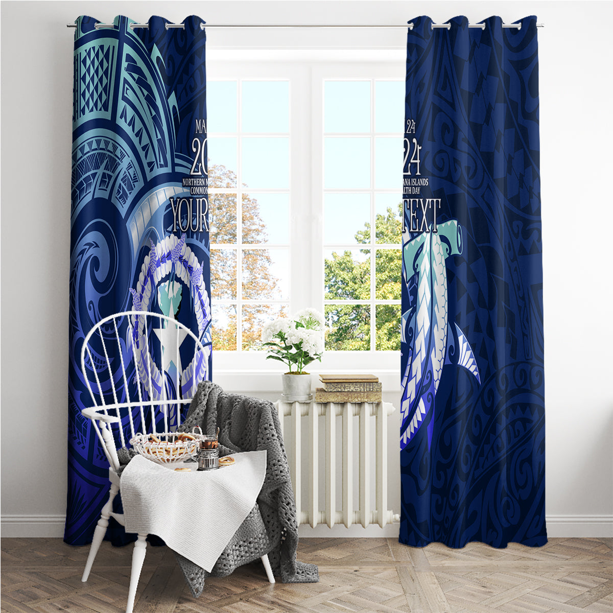 Personalised Northern Mariana Islands Window Curtain Commonwealth Day 2024 LT9 - Polynesian Pride