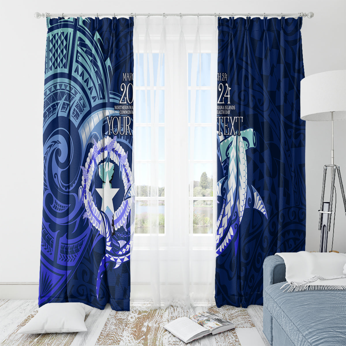 Personalised Northern Mariana Islands Window Curtain Commonwealth Day 2024 LT9 - Polynesian Pride