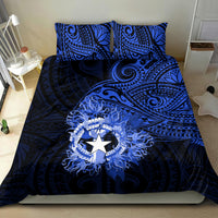 Northern Mariana Islands Ylang-ylang Mwarmwar Bedding Set Polynesian Blue Style LT9 - Polynesian Pride