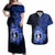 Northern Mariana Islands Ylang-ylang Mwarmwar Couples Matching Off Shoulder Maxi Dress and Hawaiian Shirt Polynesian Blue Style LT9 Blue - Polynesian Pride