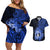 Northern Mariana Islands Ylang-ylang Mwarmwar Couples Matching Off Shoulder Short Dress and Hawaiian Shirt Polynesian Blue Style LT9 Blue - Polynesian Pride