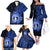 Northern Mariana Islands Ylang-ylang Mwarmwar Family Matching Off Shoulder Long Sleeve Dress and Hawaiian Shirt Polynesian Blue Style LT9 - Polynesian Pride