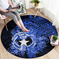 Northern Mariana Islands Ylang-ylang Mwarmwar Round Carpet Polynesian Blue Style LT9 - Polynesian Pride