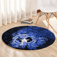 Northern Mariana Islands Ylang-ylang Mwarmwar Round Carpet Polynesian Blue Style LT9 - Polynesian Pride