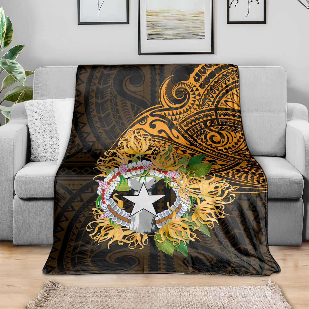 Northern Mariana Islands Ylang-ylang Mwarmwar Blanket Polynesian Gold Style LT9 - Polynesian Pride