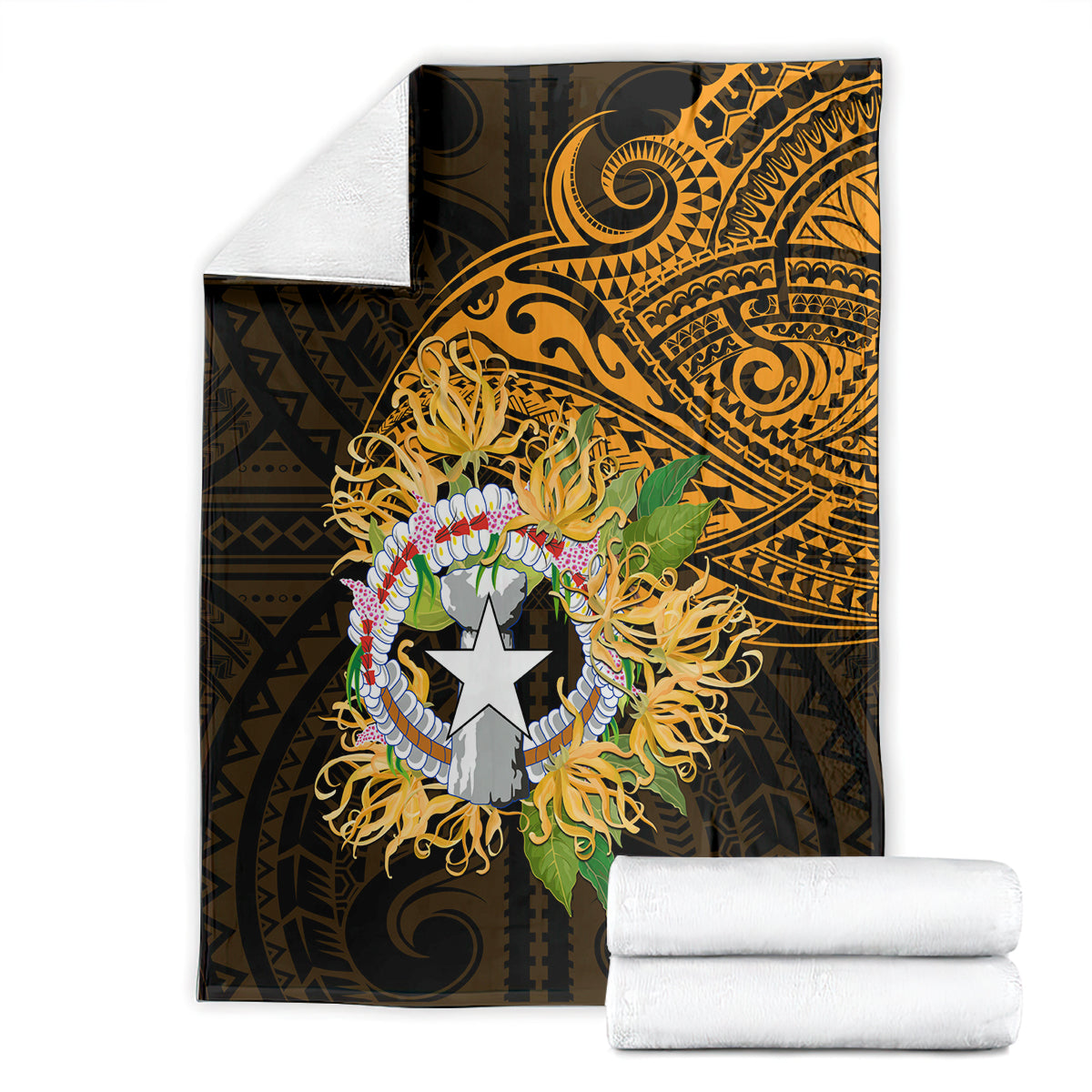 Northern Mariana Islands Ylang-ylang Mwarmwar Blanket Polynesian Gold Style LT9 - Polynesian Pride