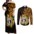 Northern Mariana Islands Ylang-ylang Mwarmwar Couples Matching Off Shoulder Maxi Dress and Long Sleeve Button Shirt Polynesian Gold Style LT9 Gold - Polynesian Pride