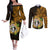 Northern Mariana Islands Ylang-ylang Mwarmwar Couples Matching Off The Shoulder Long Sleeve Dress and Long Sleeve Button Shirt Polynesian Gold Style LT9 Gold - Polynesian Pride