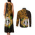 Northern Mariana Islands Ylang-ylang Mwarmwar Couples Matching Tank Maxi Dress and Long Sleeve Button Shirt Polynesian Gold Style LT9 - Polynesian Pride