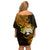 Northern Mariana Islands Ylang-ylang Mwarmwar Family Matching Off Shoulder Short Dress and Hawaiian Shirt Polynesian Gold Style LT9 - Polynesian Pride