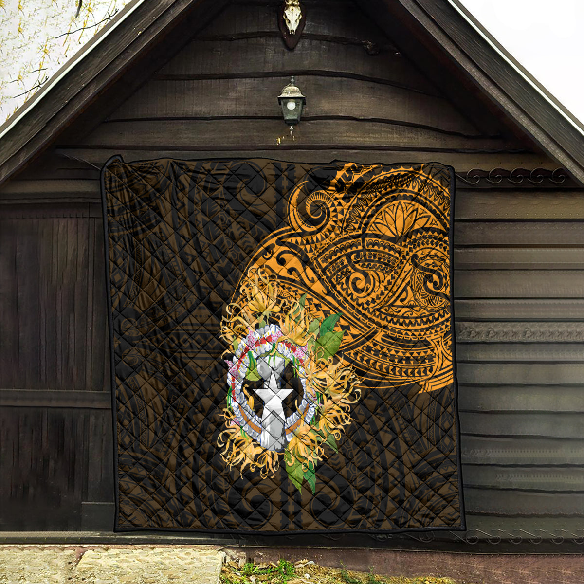 Northern Mariana Islands Ylang-ylang Mwarmwar Quilt Polynesian Gold Style LT9 - Polynesian Pride
