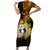 Northern Mariana Islands Ylang-ylang Mwarmwar Short Sleeve Bodycon Dress Polynesian Gold Style LT9 Long Dress Gold - Polynesian Pride