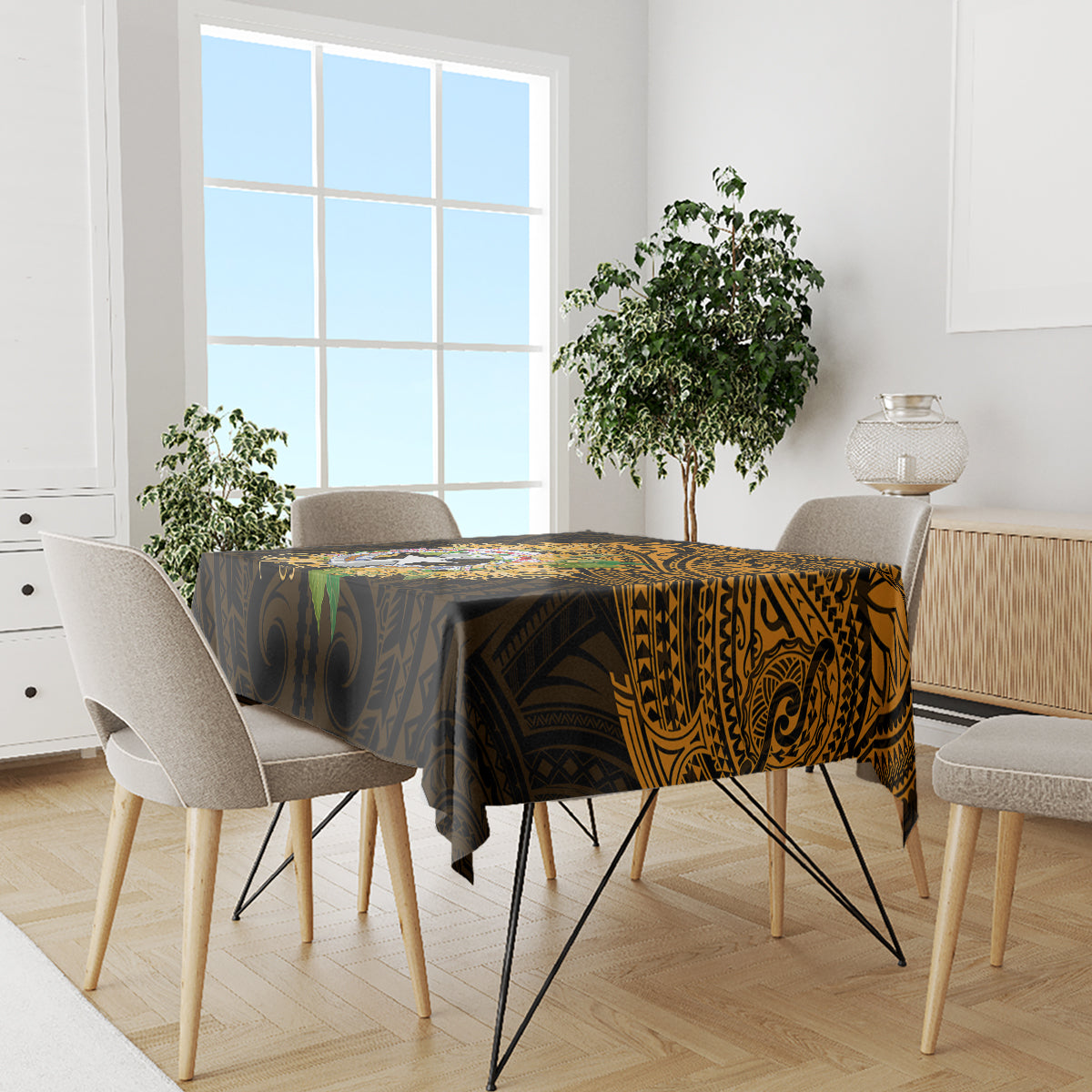 Northern Mariana Islands Ylang-ylang Mwarmwar Tablecloth Polynesian Gold Style LT9 - Polynesian Pride