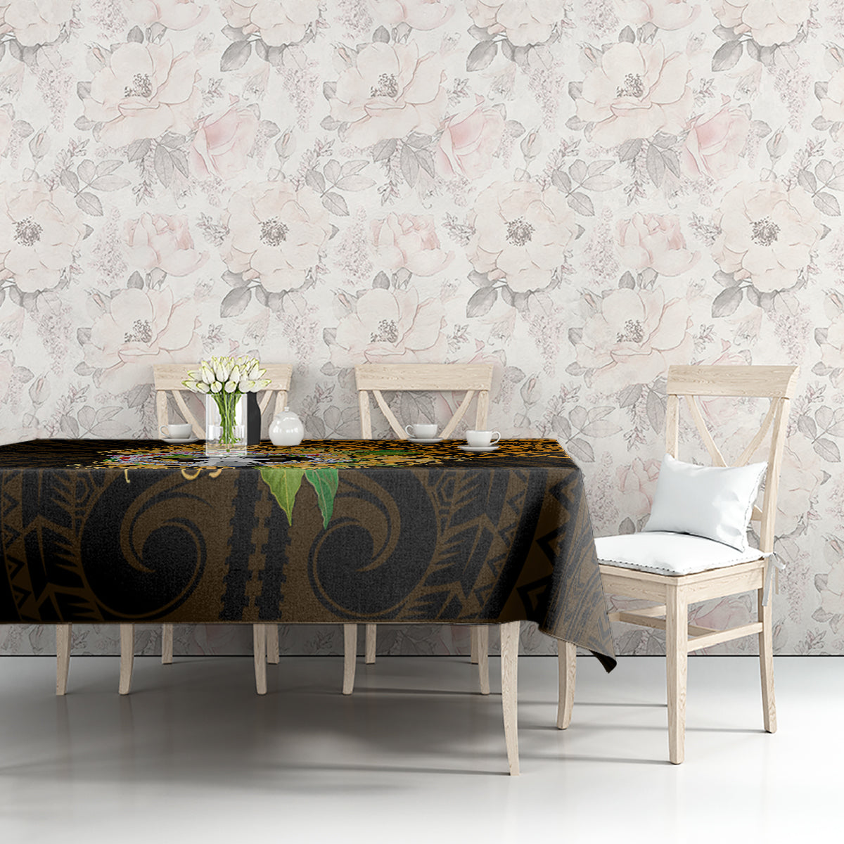 Northern Mariana Islands Ylang-ylang Mwarmwar Tablecloth Polynesian Gold Style LT9 - Polynesian Pride