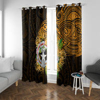 Northern Mariana Islands Ylang-ylang Mwarmwar Window Curtain Polynesian Gold Style LT9 With Grommets Gold - Polynesian Pride