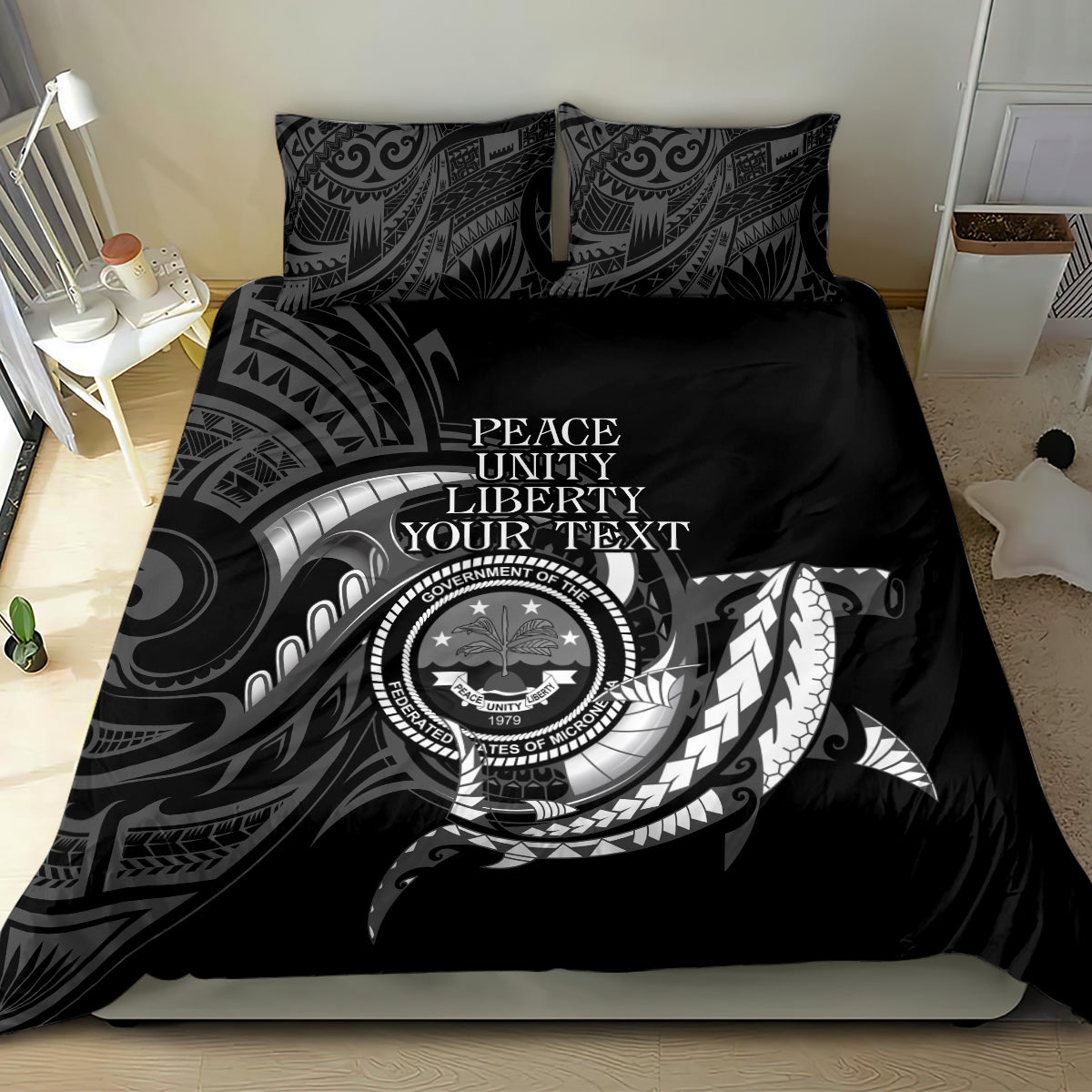 Personalised FSM Culture Day Bedding Set Hammerhead Shark Tribal 2024 LT9 - Polynesian Pride
