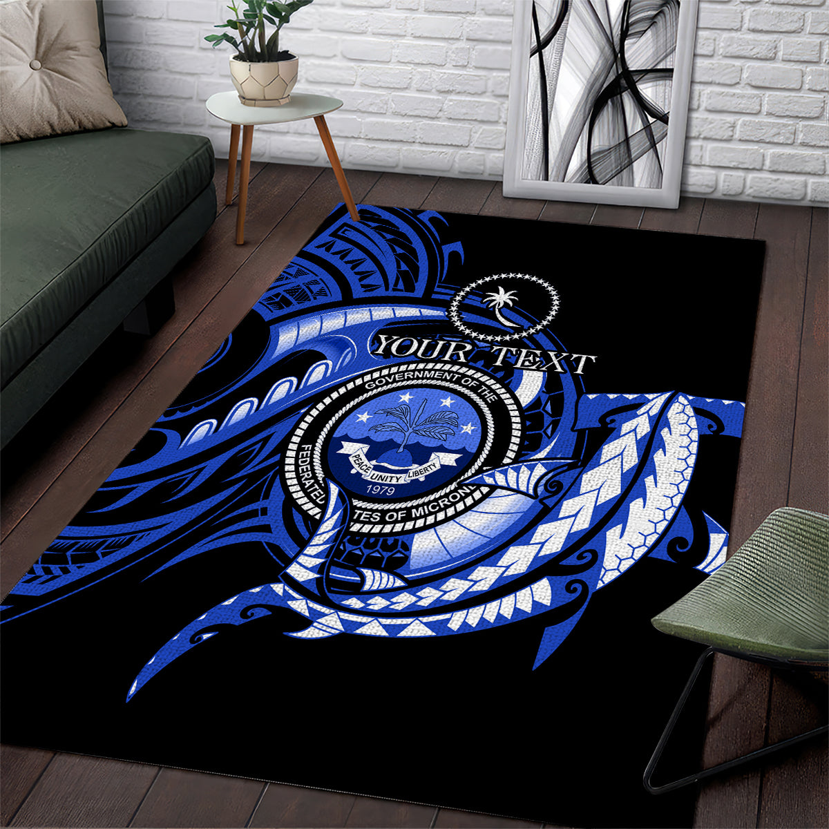 Personalised Chuuk FSM Culture Day Area Rug Hammerhead Shark Tattoo 2024 LT9 Blue - Polynesian Pride