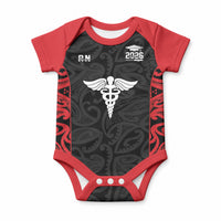 New Zealand Nurse RN 2026 Personalised Baby Onesie Red Maori Pattern Cultural Pride LT9 Blue - Polynesian Pride
