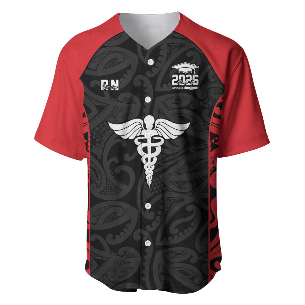 New Zealand Nurse RN 2026 Personalised Baseball Jersey Red Maori Pattern Cultural Pride LT9 Red - Polynesian Pride