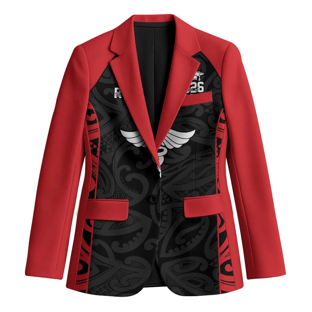 New Zealand Nurse RN 2026 Personalised Blazer Red Maori Pattern Cultural Pride LT9 Unisex Red - Polynesian Pride