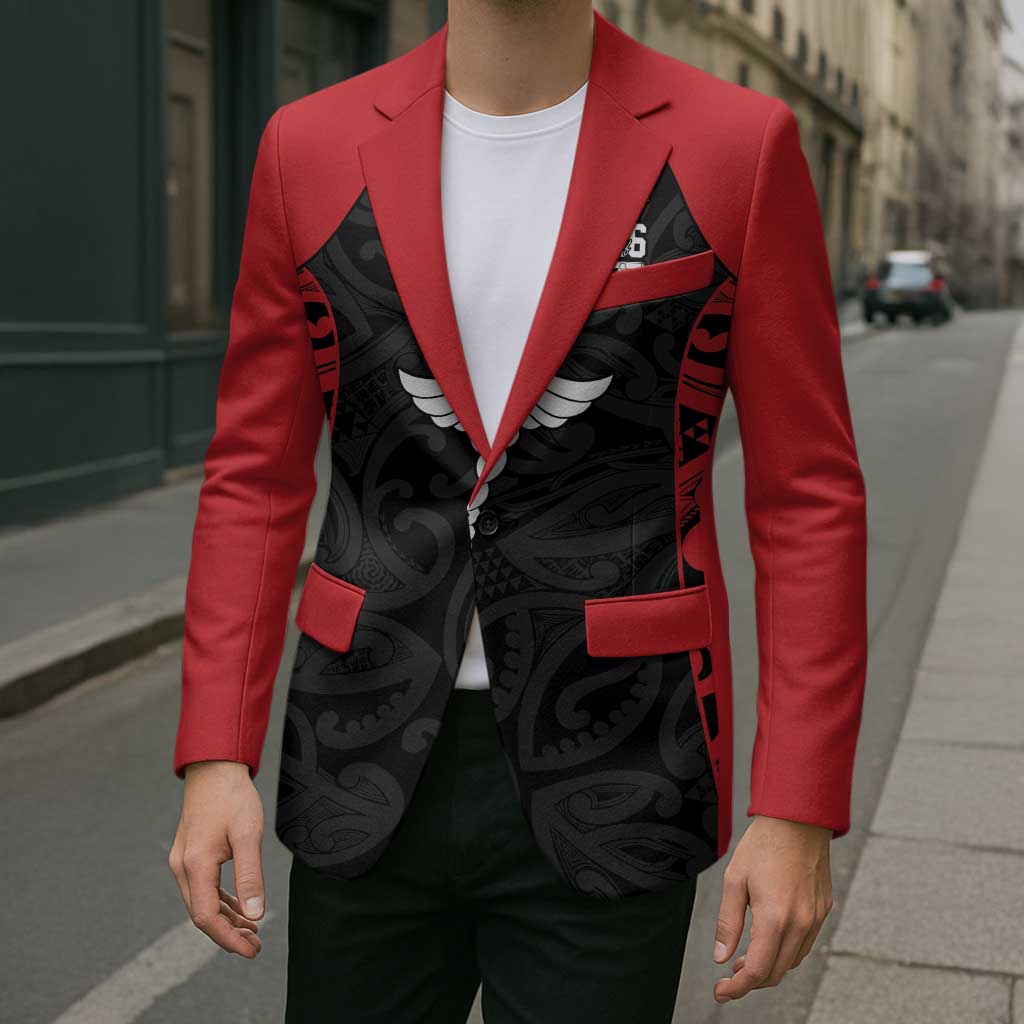 New Zealand Nurse RN 2026 Personalised Blazer Red Maori Pattern Cultural Pride LT9 - Polynesian Pride