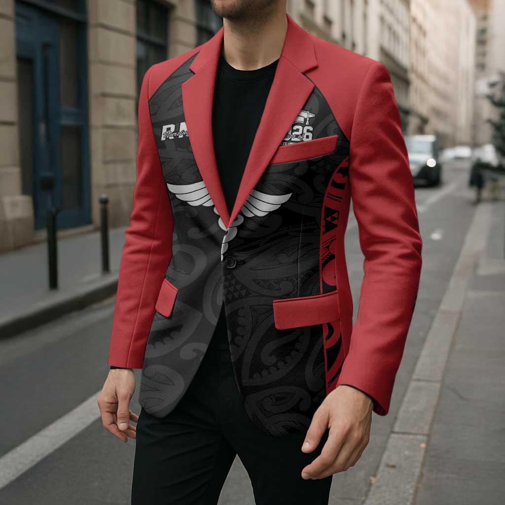 New Zealand Nurse RN 2026 Personalised Blazer Red Maori Pattern Cultural Pride LT9 - Polynesian Pride