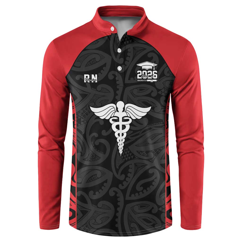 New Zealand Nurse RN 2026 Personalised Button Sweatshirt Red Maori Pattern Cultural Pride LT9 Red - Polynesian Pride