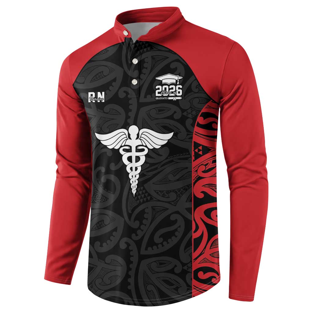 New Zealand Nurse RN 2026 Personalised Button Sweatshirt Red Maori Pattern Cultural Pride LT9 - Polynesian Pride