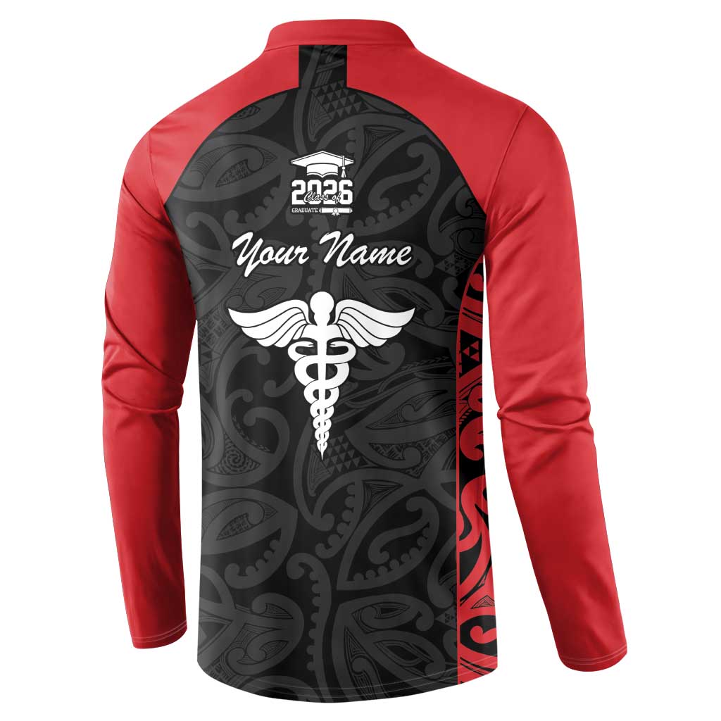 New Zealand Nurse RN 2026 Personalised Button Sweatshirt Red Maori Pattern Cultural Pride LT9 - Polynesian Pride