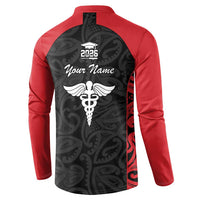 New Zealand Nurse RN 2026 Personalised Button Sweatshirt Red Maori Pattern Cultural Pride LT9 - Polynesian Pride
