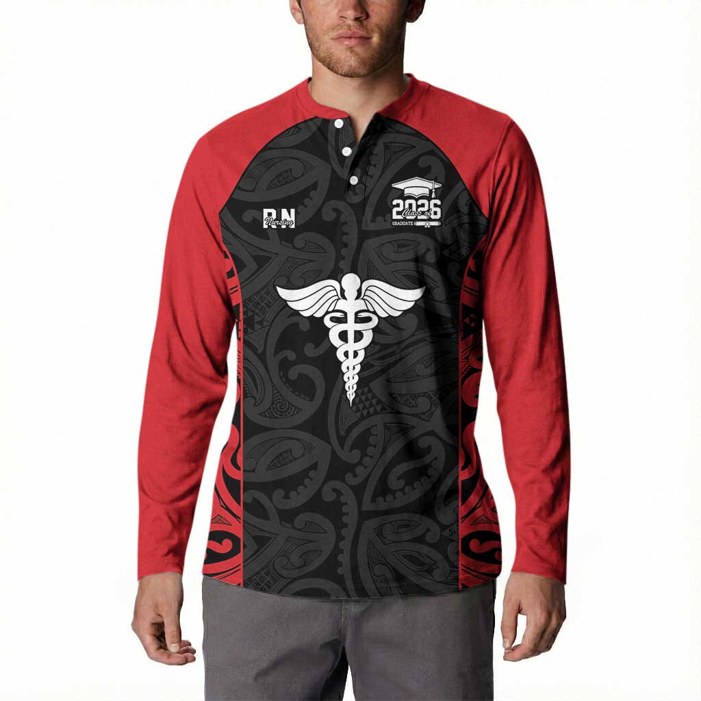 New Zealand Nurse RN 2026 Personalised Button Sweatshirt Red Maori Pattern Cultural Pride LT9 - Polynesian Pride